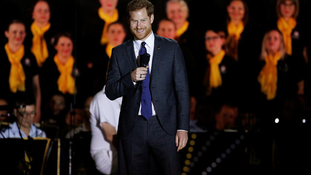 Britain's Prince Harry speaks during the opening ceremony of the Invictus Games at the Sydney Opera House, Sydney 