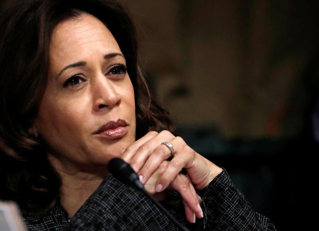 Sen. Kamala Harris, D-California, listens during a Senate Judiciary Committee confirmation hearing with professor Christine Blasey Ford, who accused Supreme Court Justice Brett Kavanaugh of sexually assaulting her in 1982, on Capitol Hill in Washington Sept. 27, 2018. 