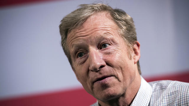 Hedge fund billionaire and Democratic fundraiser Tom Steyer speaks during a town hall event at the DoubleTree Suites by Hilton hotel in Times Square Jan. 29, 2018, in New York City. 