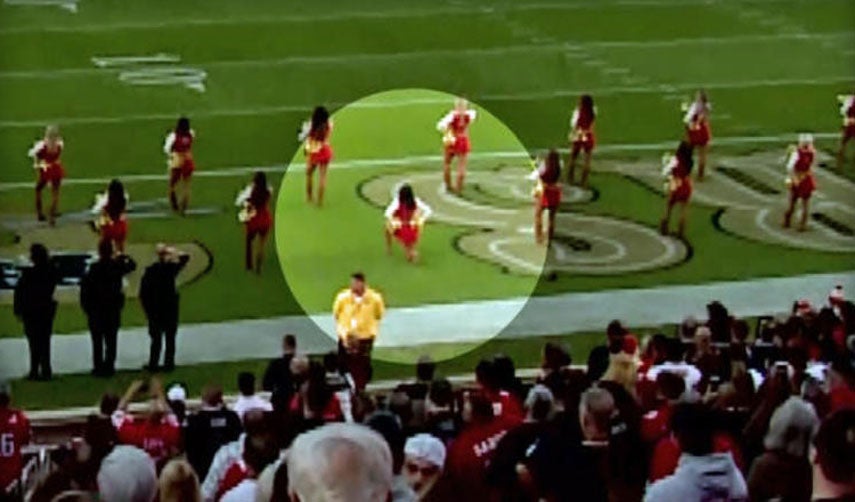 49ers Cheerleader Takes Knee During National Anthem At Thursday Night(01)