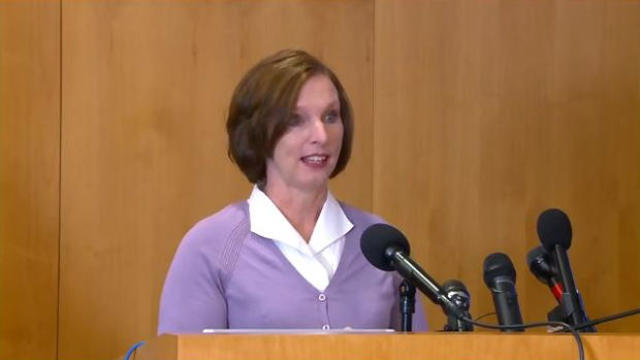 Lerynne West of Redfield, Iowa, speaks to reporters Nov. 5, 2018, in Clive, Iowa, after she was revealed as one of the two winners of a massive Powerball jackpot. 