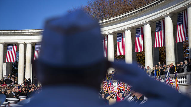 Presidential Armed Forces Full Honor Wreath-Laying Ceremony Marks Veterans Day At Arlington National Cemetery 
