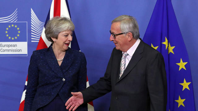 British PM May meets with European Commission President Juncker to discuss draft agreements on Brexit, at the EC headquarters in Brussels 