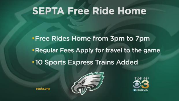 SEPTA free rides eagle games 