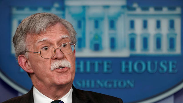 Bolton speaks during a press briefing at the White House in Washington 
