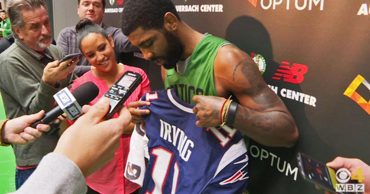 Boston Celtics - BLEED GREEN - Wide Receiver Julian Edelman, who wears  jersey number 11 for the Patriots, showed up to his postgame press  conference wearing Kyrie Irving's #11 Celtics jersey after