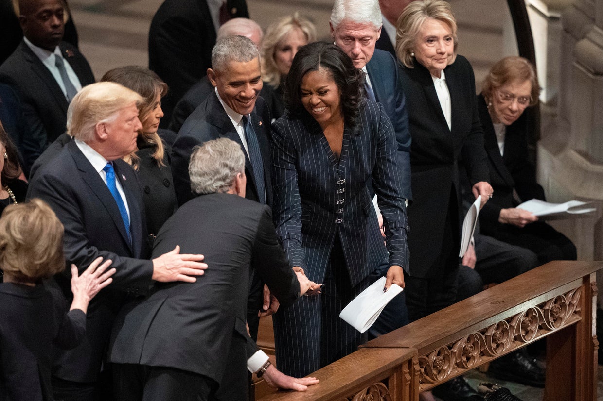What did George Bush give to Michelle Obama? George W. Bush and