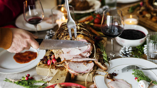 Family having a Christmas dinner 