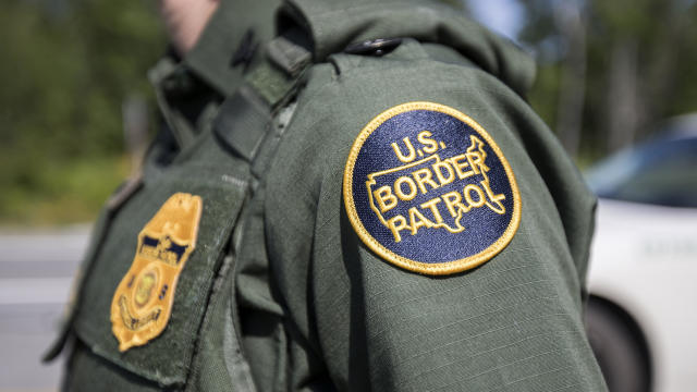 A patch on the uniform of a U.S. Border Patrol agent at a highway checkpoint on Aug. 1, 2018, in West Enfield, Maine. 