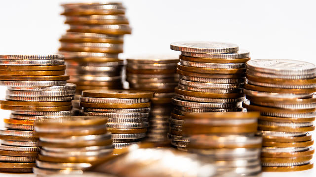 coins on white background 