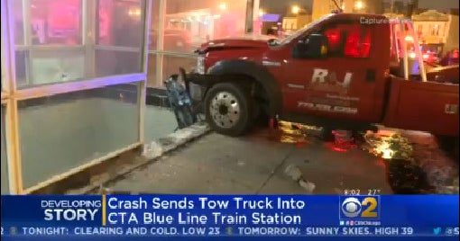 Crash Sends Tow Truck Into CTA Blue Line Station In Logan Square - CBS ...