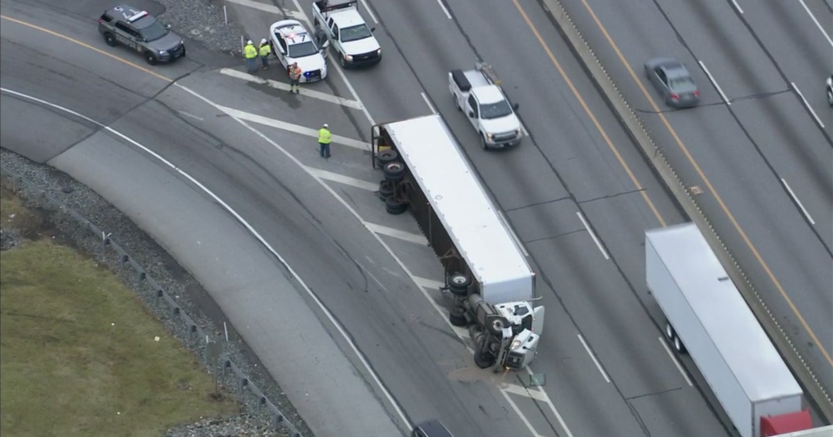 Overturned Tractor-Trailer Blocking Lane On Pennsylvania Turnpike - CBS ...