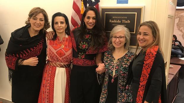 Women honor Rashida Tlaib by wearing Palestinian gowns 