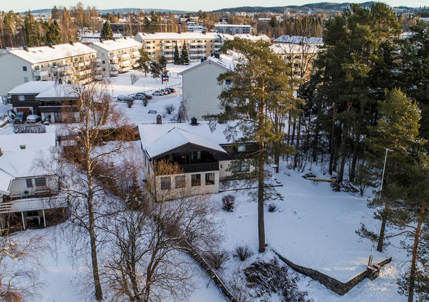 The house (C) of Norwegian real estate investor Tom Hagen and his wife Anne-Elisabeth Falkevik Hagen, who according to the authorities is suspected to have been kidnapped, in Fjellhamar 