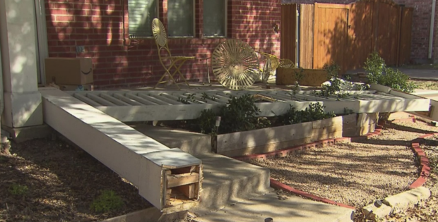 porch damaged by car crash in Plano 