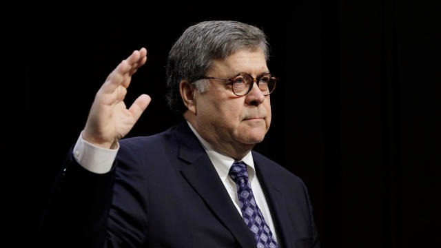 William Barr is sworn in to testify at a Senate Judiciary hearing on nomination to be U.S. attorney general on Capitol Hill in Washington 