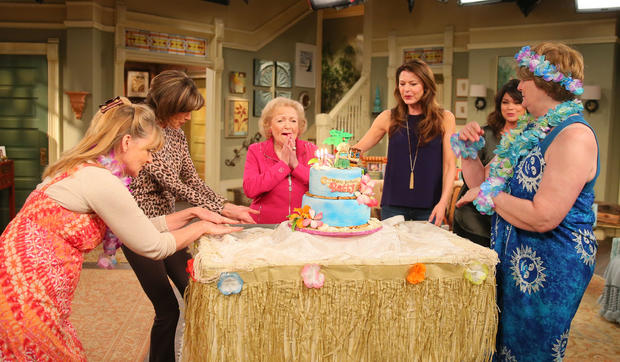 Betty White Celebrates 93rd Birthday On The Set Of "Hot in Cleveland" 