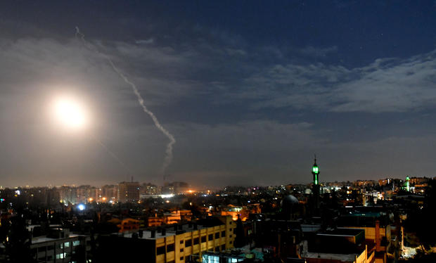 Missile fire is seen over Damascus 