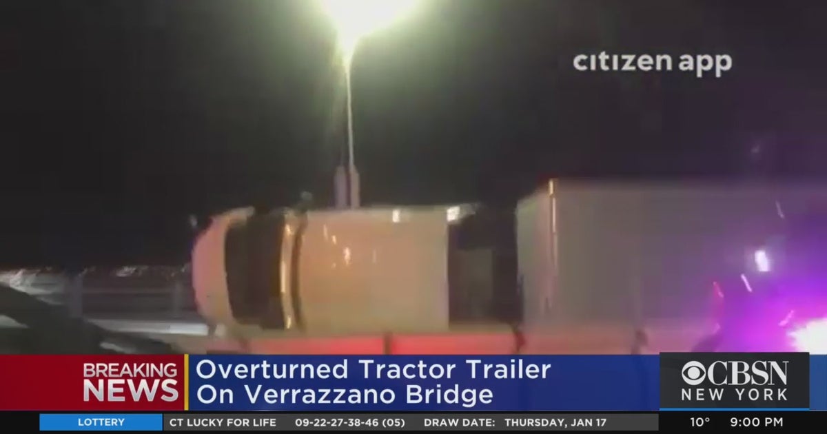 Overturned Tractor Trailer Snarls Traffic On Verrazzano Bridge, Upper ...