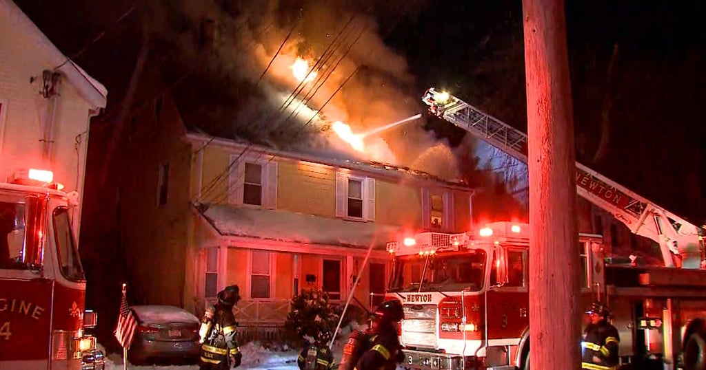 Ceiling Collapses On Firefighters Battling Flames At Newton Home - CBS ...
