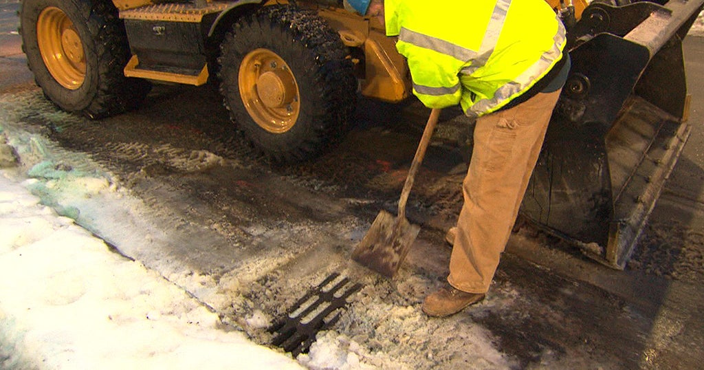 DPW Crews Work To Clear Storm Drains Before Heavy Rain - CBS Boston