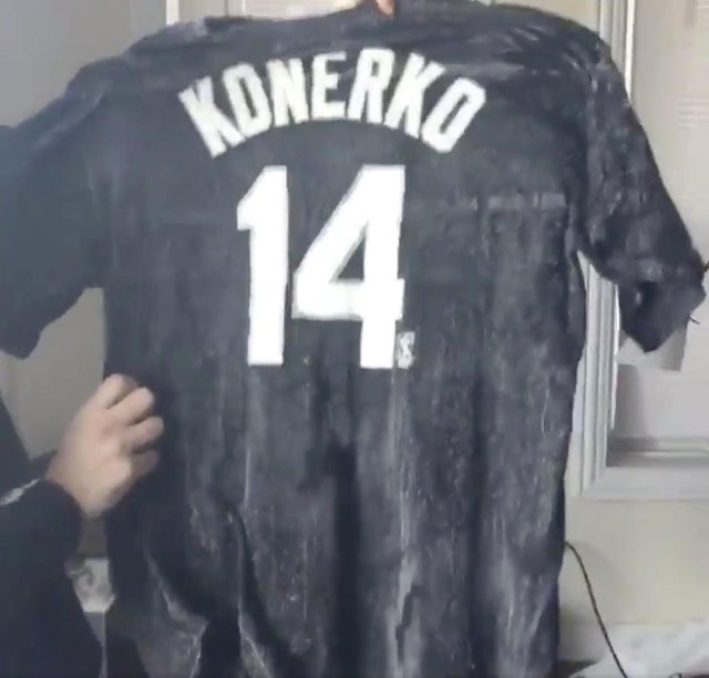 A shirt that was hung is seen frozen during subzero temperatures carried by the polar vortex in Chicago