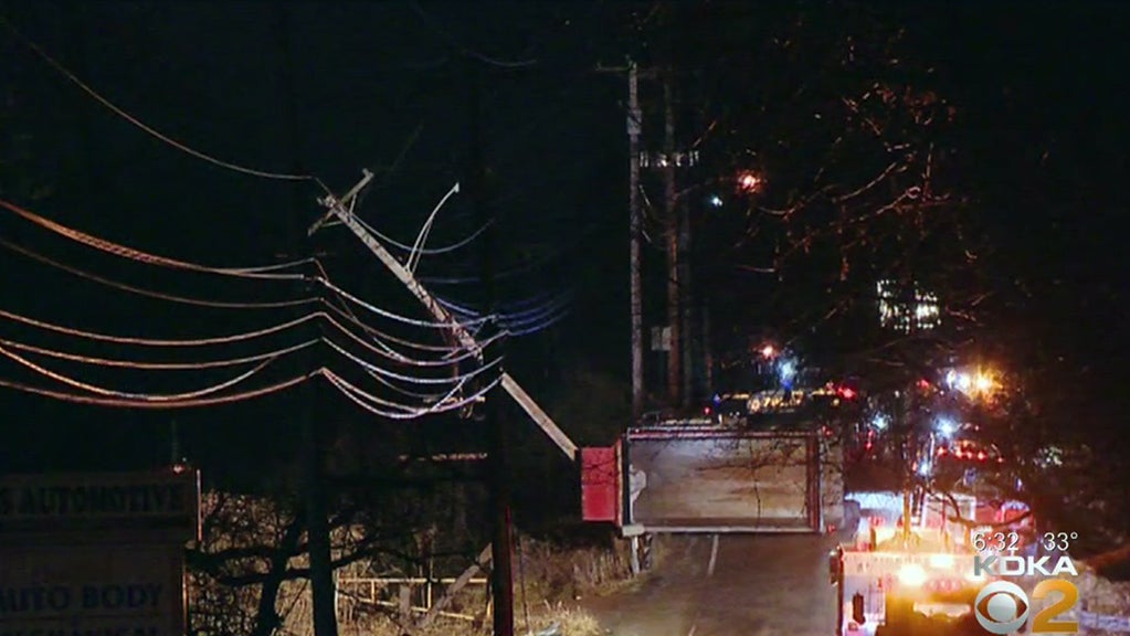 Dump Truck Hits Utility Pole, Overturns In Plum CBS Pittsburgh
