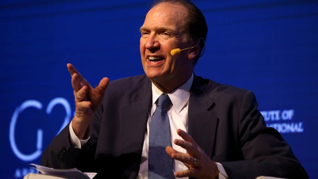 FILE PHOTO: David Malpass, Under Secretary for International Affairs at the U.S. Department of the Treasury, gestures during the 2018 G20 Conference in Buenos Aires 