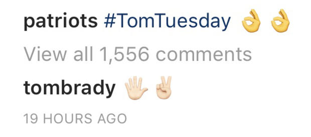 Tom Brady's Instagram comment 