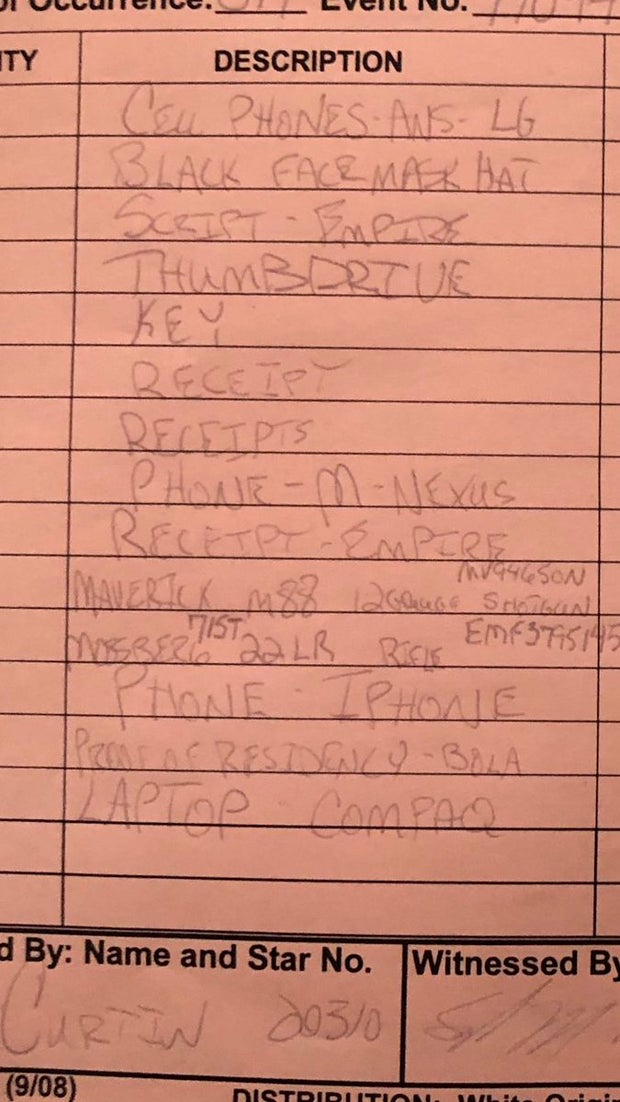 police inventory Smollett