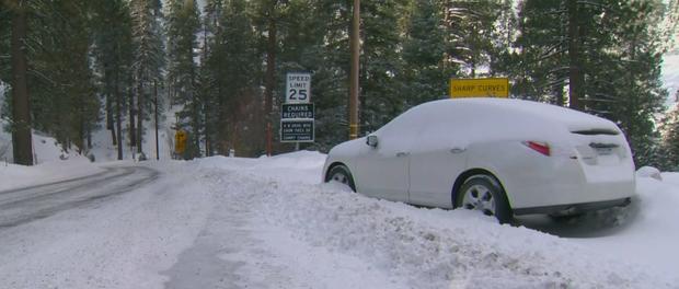 Snow Leaves Hundreds Of Cars Stuck On Highway 38 Near Big Bear 