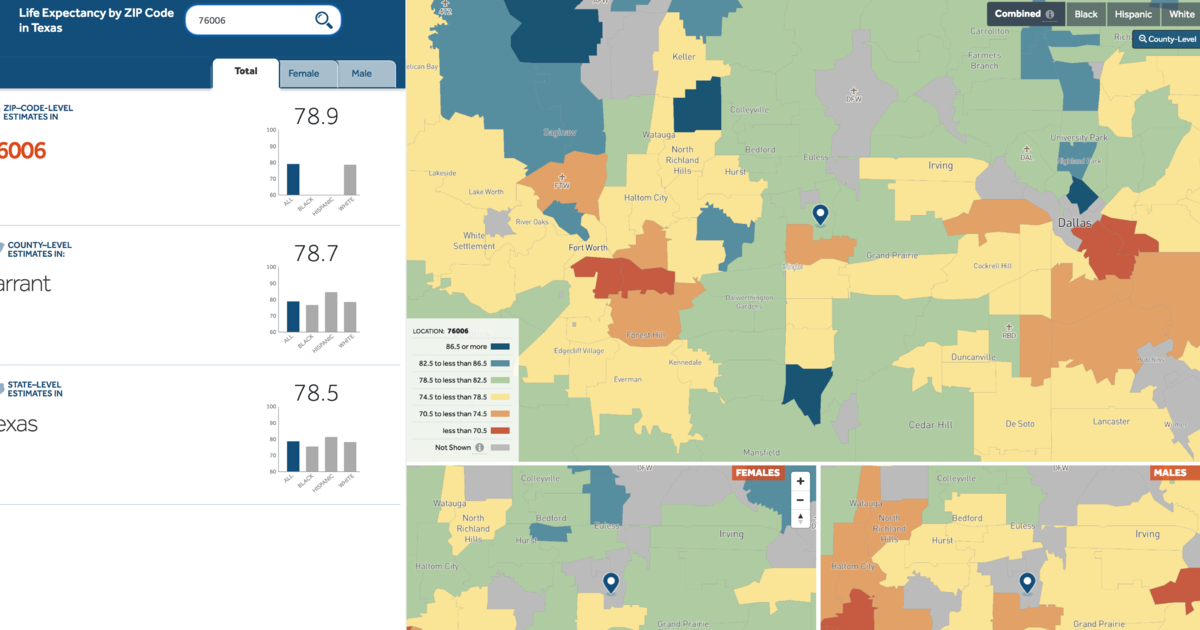 Interactive Map Shows Life Expectancy Of Texans By Zip Code, Race