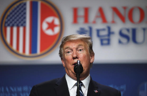 U.S. President Donald Trump holds a news conference after his summit with North Korean leader Kim Jong Un at the JW Marriott hotel in Hanoi, Vietnam 