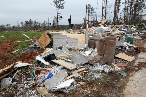 Damage is seen from a tornado which killed at least 23 people in Beauregard, Alabama, on March 4, 2019. 