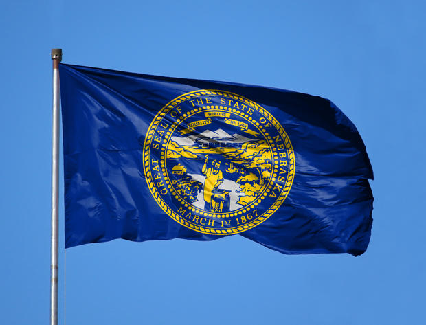 National flag State of Nebraska on a flagpole 