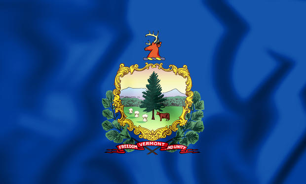 3D Flag of Vermont state, USA. 