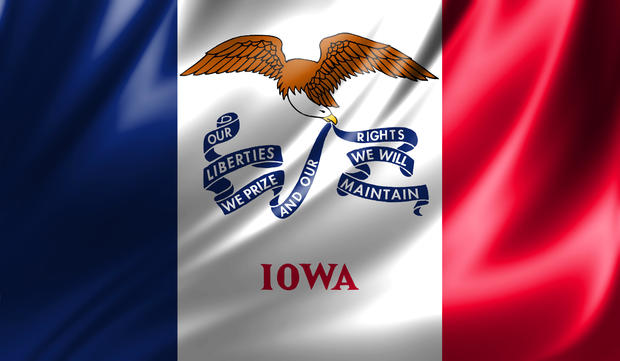 Flags from the USA on fabric, State of Iowa 
