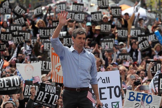 Democratic 2020 U.S. presidential candidate Beto O'Rourke attends a kickoff rally on the streets of El Paso 