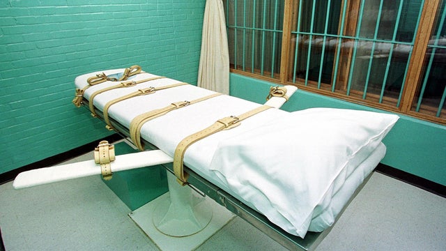 The "death chamber" at the Texas Department of Criminal Justice's Huntsville Unit is seen in Huntsville, Texas, Feb. 29, 2000. 