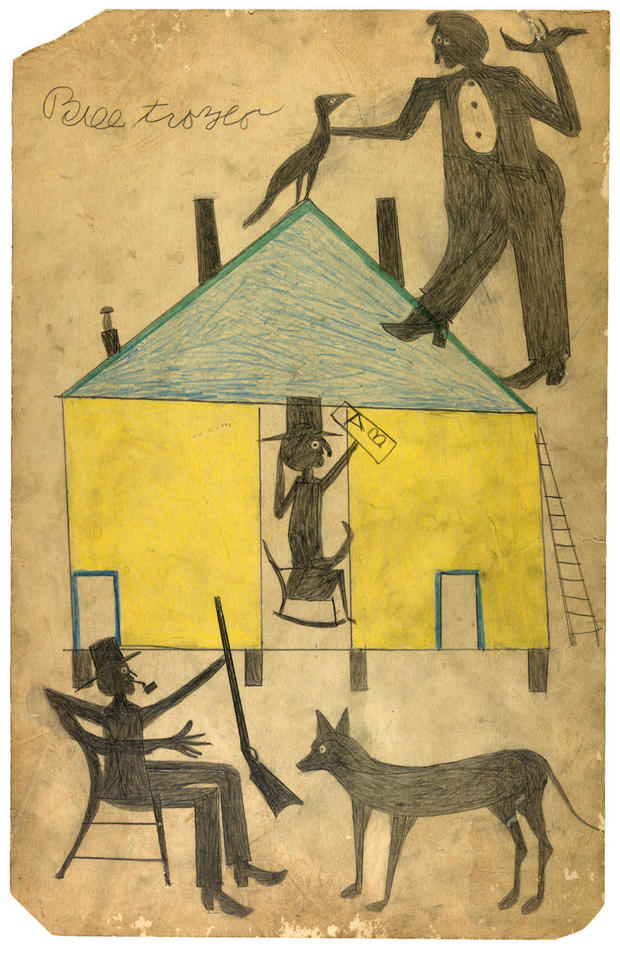 bill-traylor-gallery-yellow-and-blue-house-with-figures-and-dog.jpg 