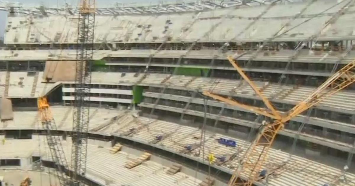 Chargers and Rams Commemorate L.A. Stadium Canopy Shell Topping Out