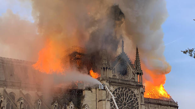 Fire burns Notre Dame Cathedral in Paris 