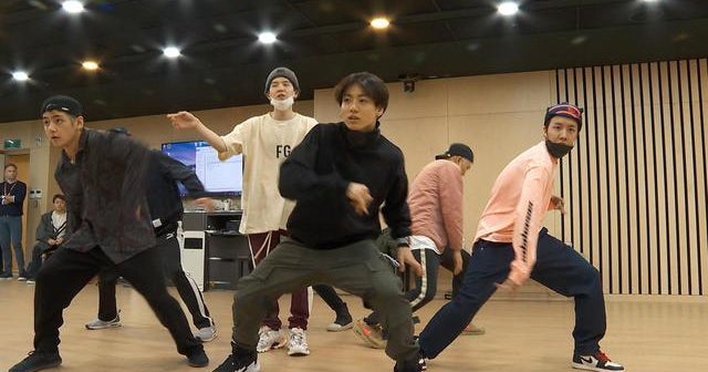 BTS rehearses choreography of "Boy With Luv"