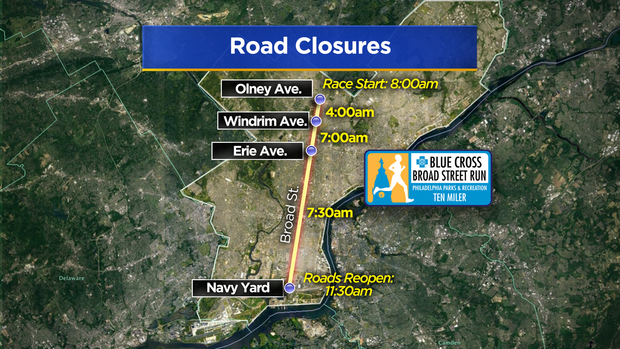 Broad Street Run closure map 