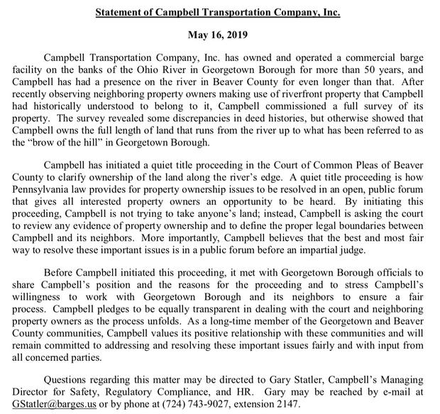 campbell transportation company statement 