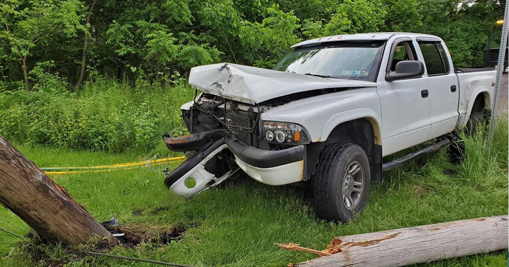 Pickup Truck Hits, Shears Utility Pole - CBS Pittsburgh