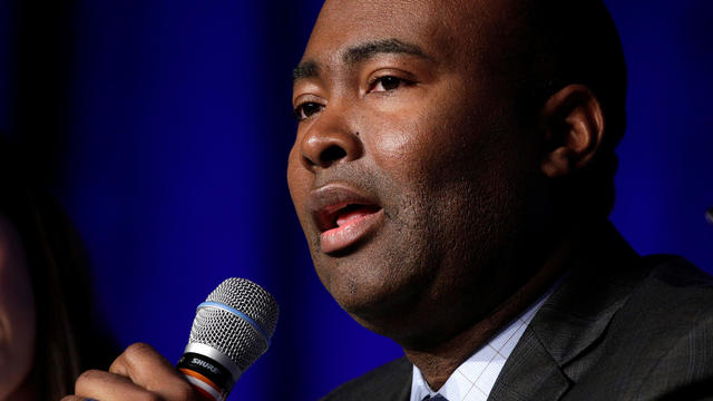 Jaime Harrison chair of the South Carolina Democratic Party and a candidate for Democratic National Committee Chairman, speaks during a Democratic National Committee forum in Baltimore, Maryland. 