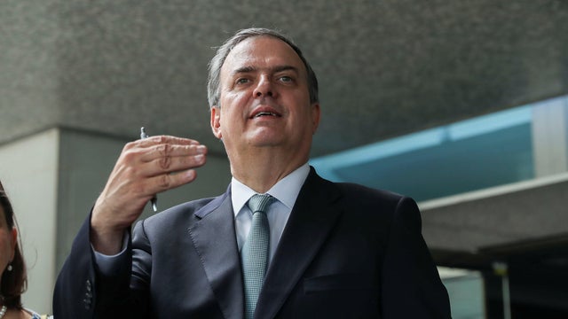 Mexico's Foreign Minister Ebrard speaks to reporters after U.S.-Mexico talks at State Department in Washington 