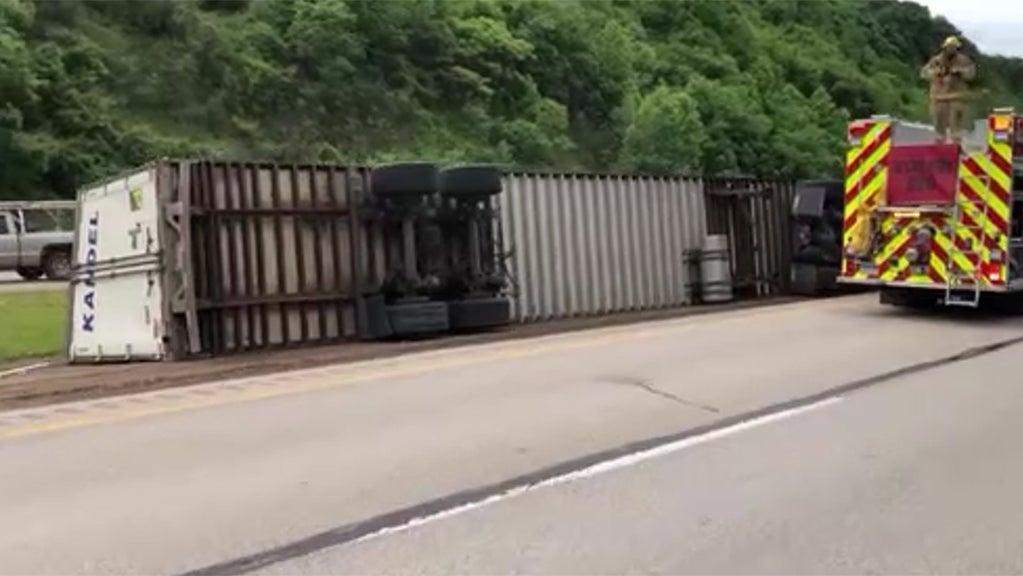 Tractor Trailer Overturns Near I-79, Causes Traffic Backups - CBS ...