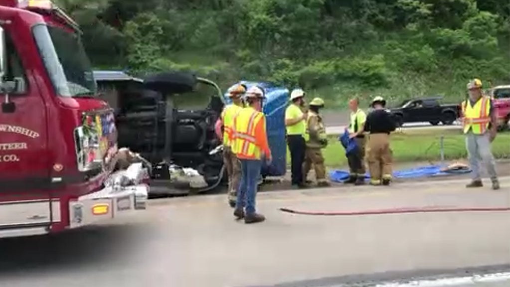 Tractor Trailer Overturns Near I-79, Causes Traffic Backups - CBS ...